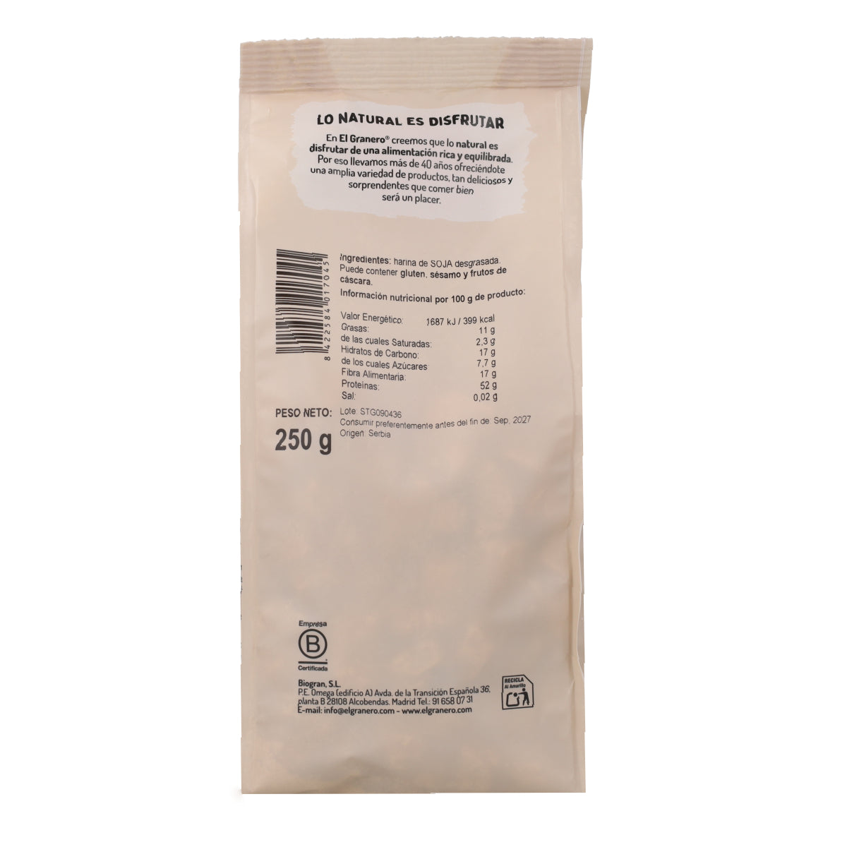 Soja Texturizada Gruesa El Granero 250 gr