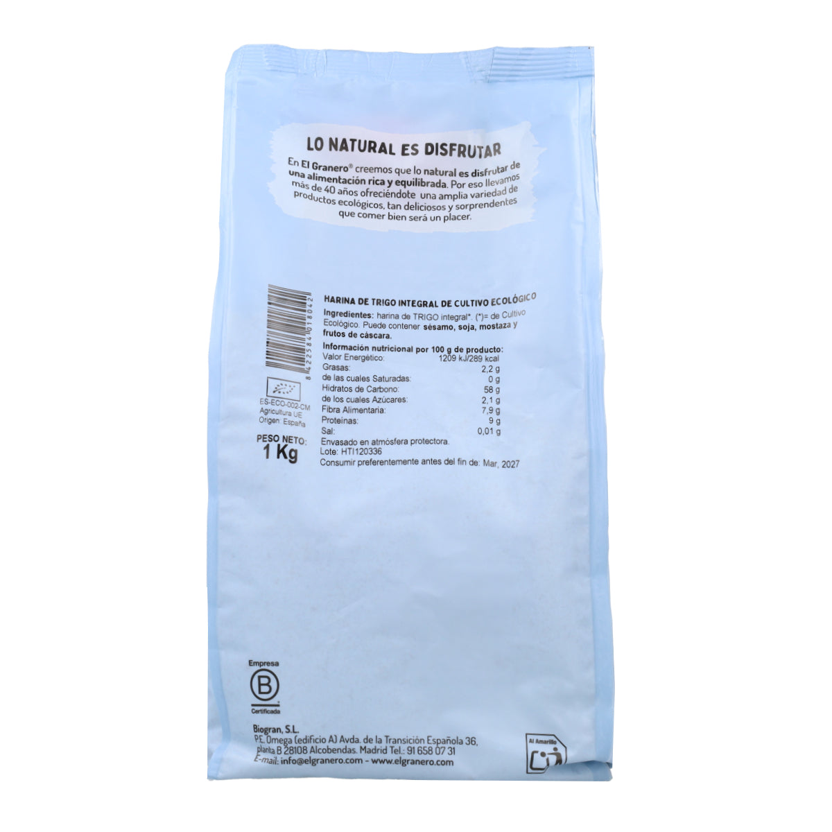 Harina de Trigo Integral Bio El Granero 1 kg