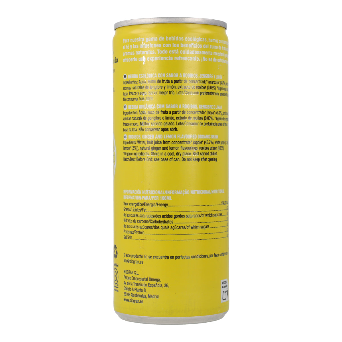 Refresco de Jengibre, Limon y Rooibos Cupper 250 ml