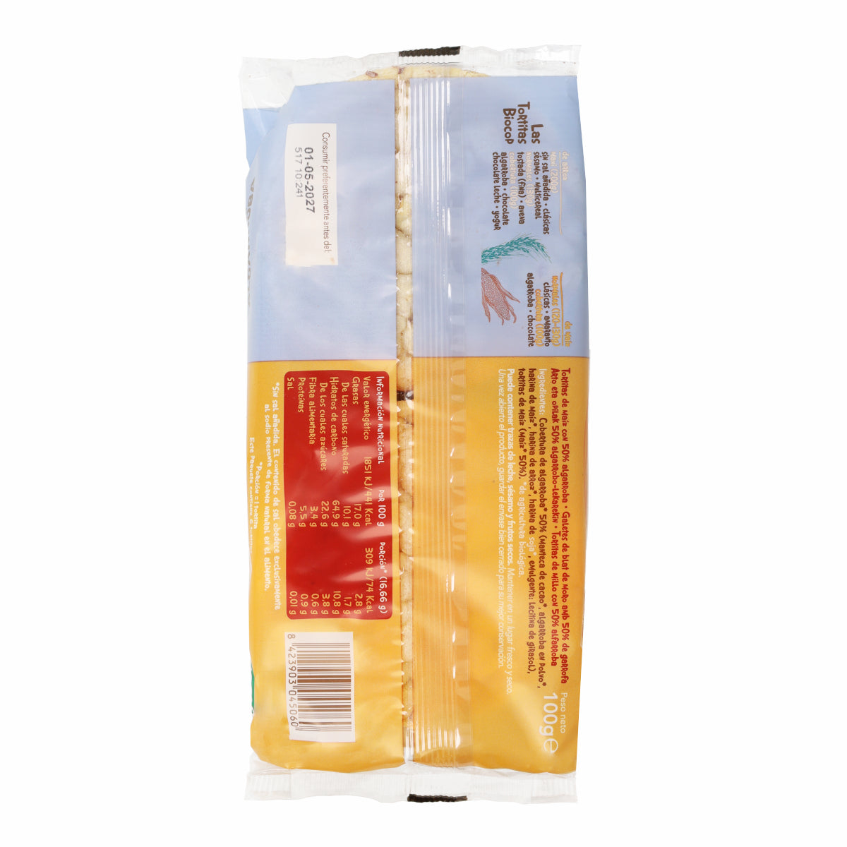 Tortitas Maiz Algarroba Biocop 100 g