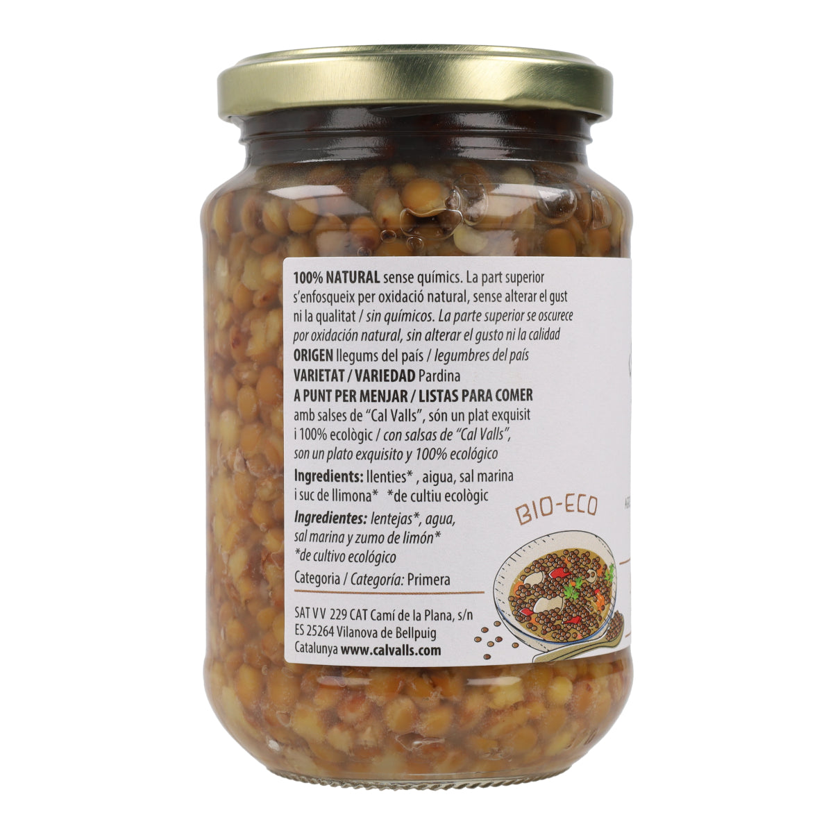 Lentejas cocidas ECO Cal Valls 250 g
