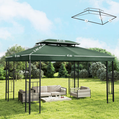 Techo De Repuesto Outsunny Poliéster Verde 400x300 Cm_2