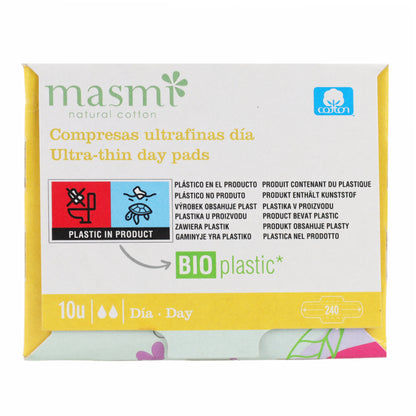Compresas alas ultra dia 100% algodón Masmi 10 Uds