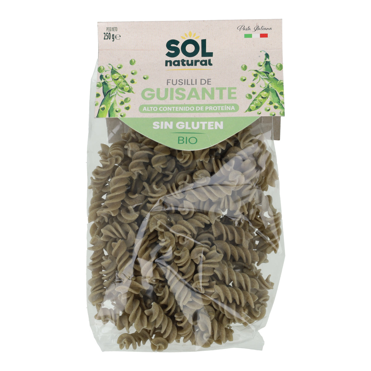 Fusilli de Guisante sin gluten Bio Sol Natural 250 g