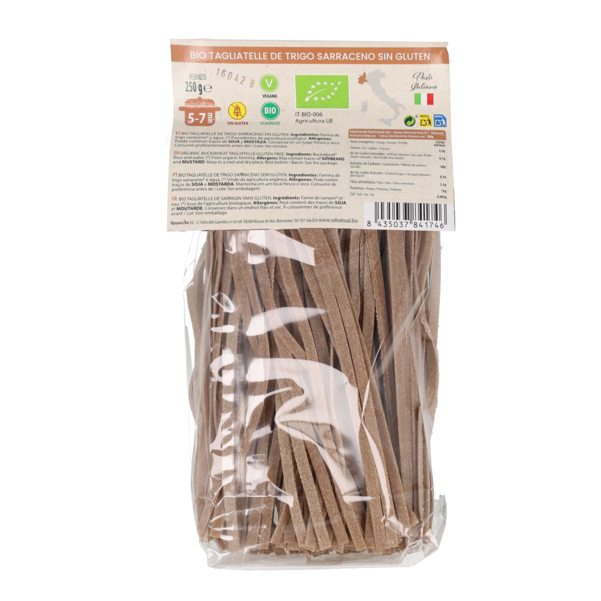 Tagliatelle de trigo sarraceno sin gluten 250g BIO