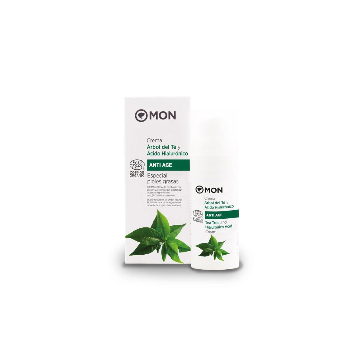 Crema facial Árbol del Té y Ácido Hialurónico Bio MON 50 ml
