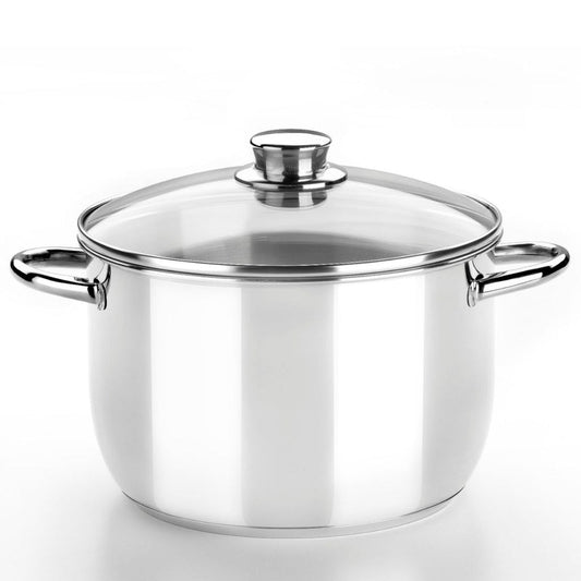 Olla 20CM Acero Inoxidable Sin Antiadherente Tapa Cristal Optima Monix