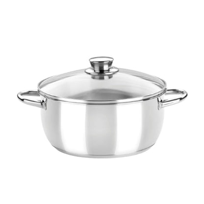 Cacerola 26CM Acero Inoxidable Sin Antiadherente Tapa Cristal Optima Monix