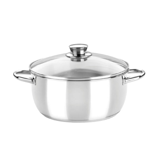 Cacerola 24CM Acero Inoxidable Sin Antiadherente Tapa Cristal Optima Monix