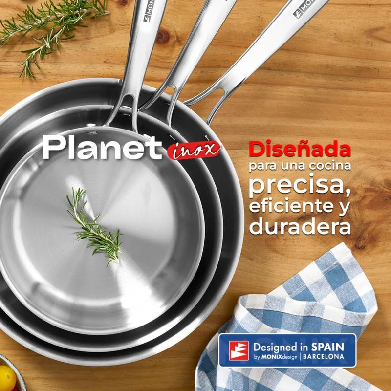 Sartén 24CM PlanetInox Acero Inoxidable Tri-ply 3 Capas Monix