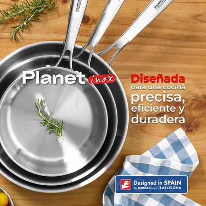 Sartén 24CM PlanetInox Acero Inoxidable Tri-ply 3 Capas Monix