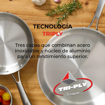 Sartén 24CM PlanetInox Acero Inoxidable Tri-ply 3 Capas Monix