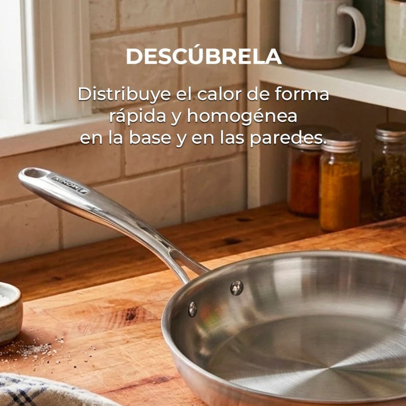 Sartén 26CM PlanetInox Acero Inoxidable Tri-ply 3 Capas Monix