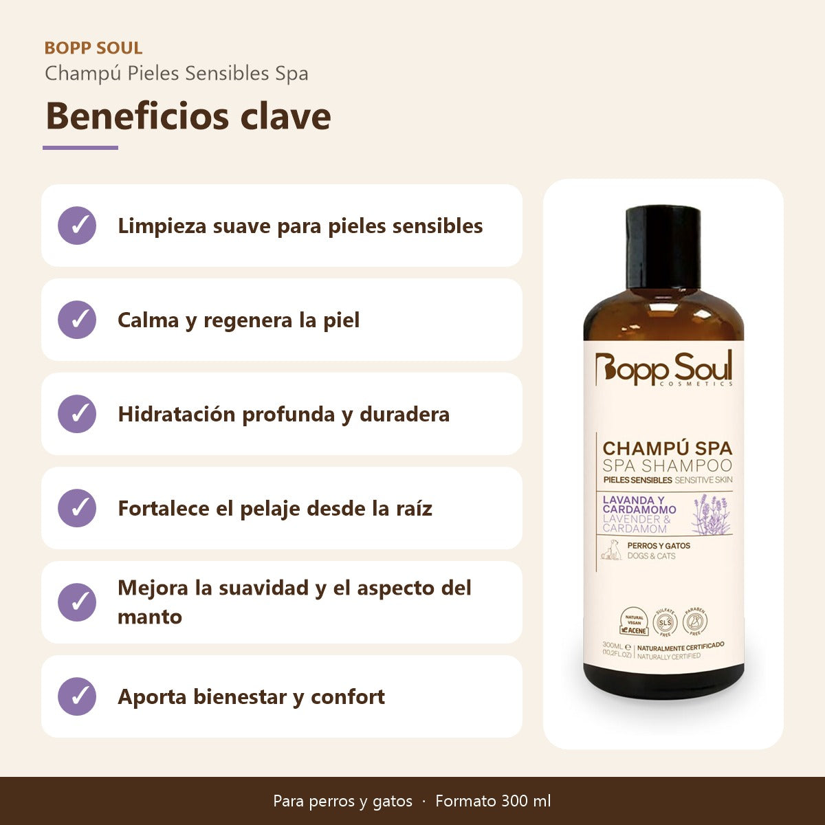 Champú Perros Piel Sensible Spa Bopp Soul 300 ml