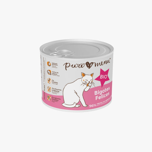 Comida Húmeda Barf Gatos Bigotes Felices (Vacuno) Puromenu Lata 200 g