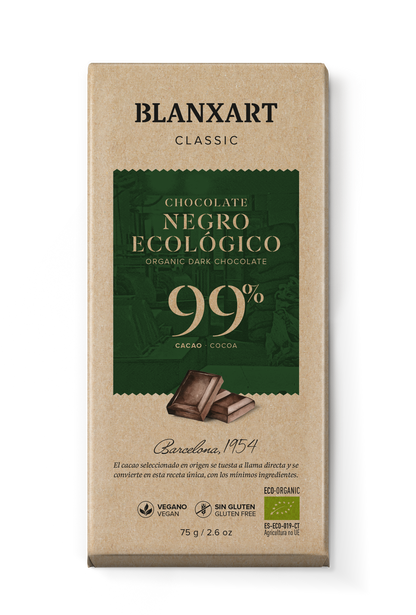 Chocolate Negro 99% Vegano Sin gluten ECO Blanxart 75 g