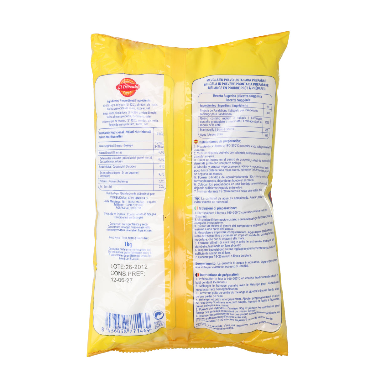 Harina para elaborar Pandebono El Dorado 1kg