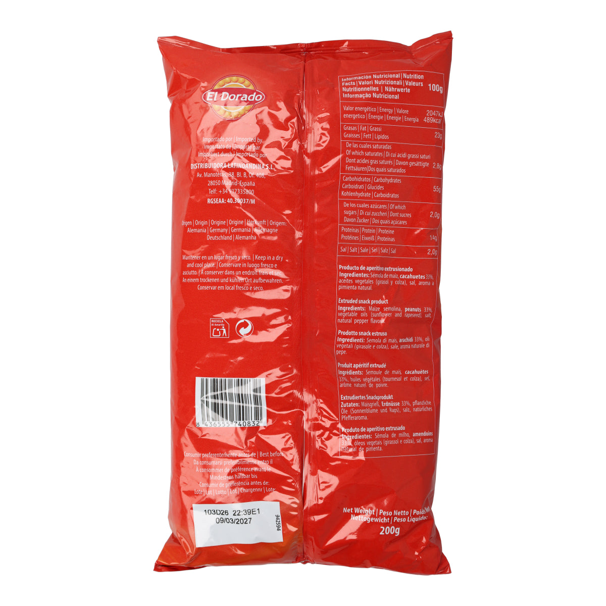 Gusanitos de Maní El Dorado 200g