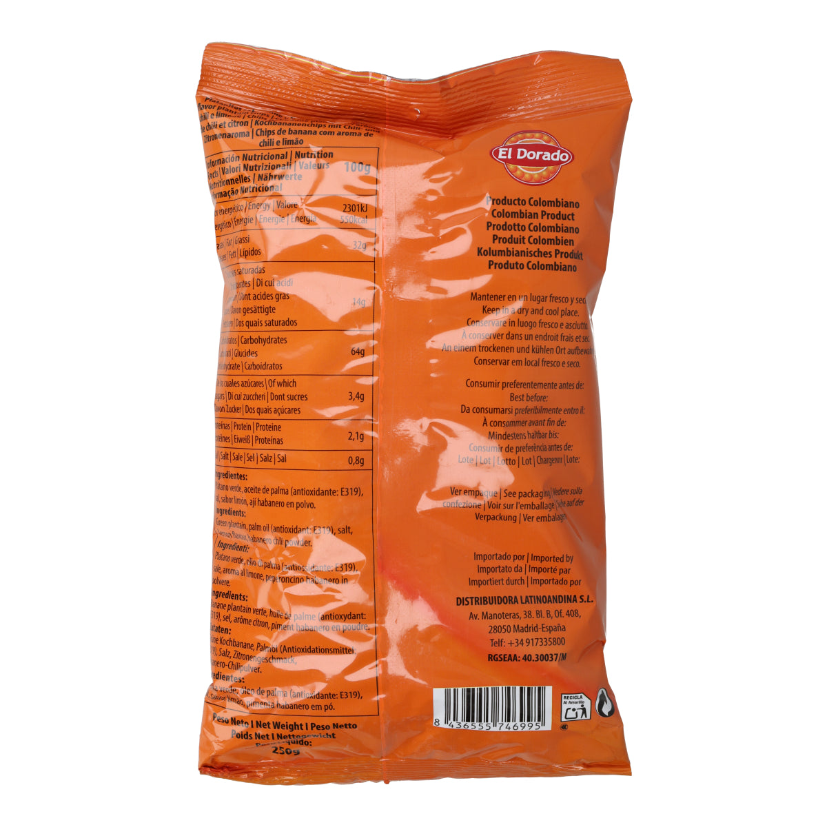 Chips Platanitos Chile Limón El Dorado 250g
