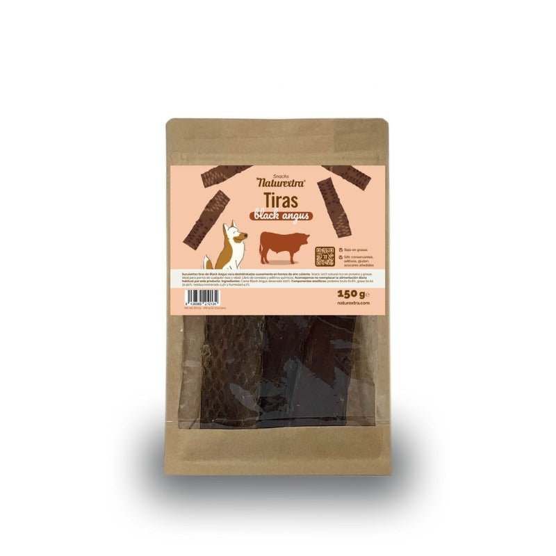 Snack natural para perros de tiras de carne Black Angus 150 g NaturExtra