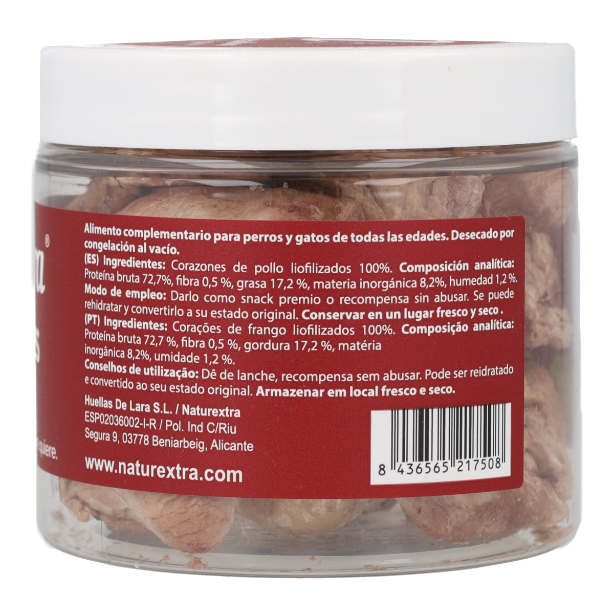 Snack natural liofilizado de corazones de pollo 30 g NaturExtra