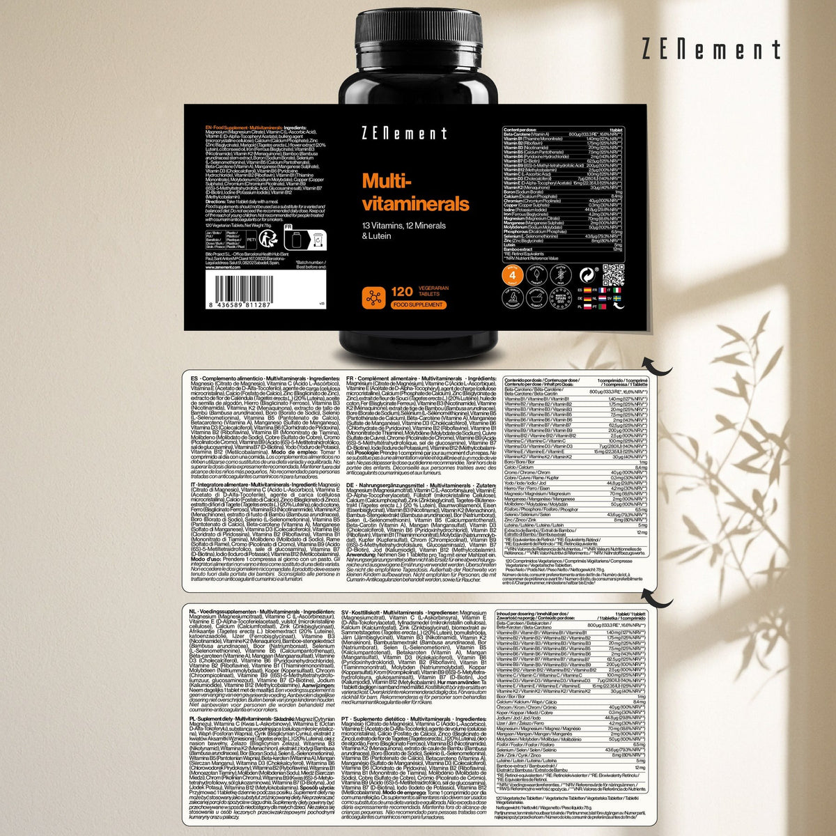 Multivitaminerals Zenement 120 comprimidos vegetarianos