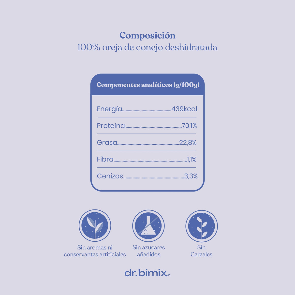 Orejas de Conejo con Pelo para Perros Snack Natural 200 g dr.bimix