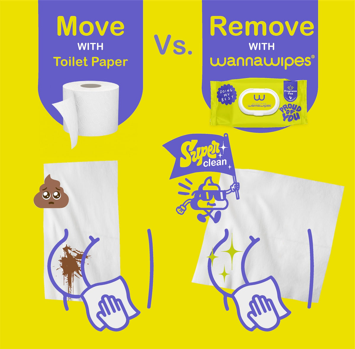 Pack 3x Toallitas para bebés Desechables WC Sin Fragancia Wannawipes 48uds