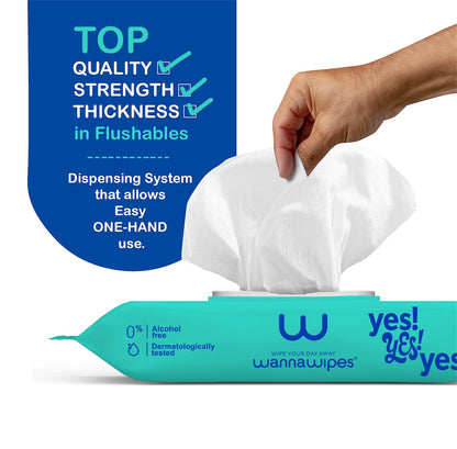 Toallitas Húmedas XL Desechables por el WC, aroma menta, sin alcohol y dermatológicamente testadas Wannawipes Pack de 48 uds.