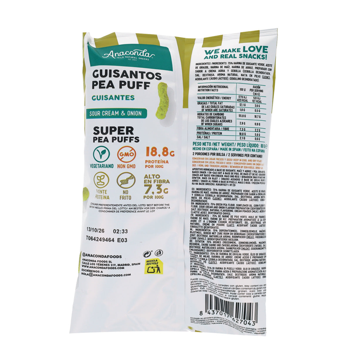 Gusanitos de Guisante Anaconda 60g