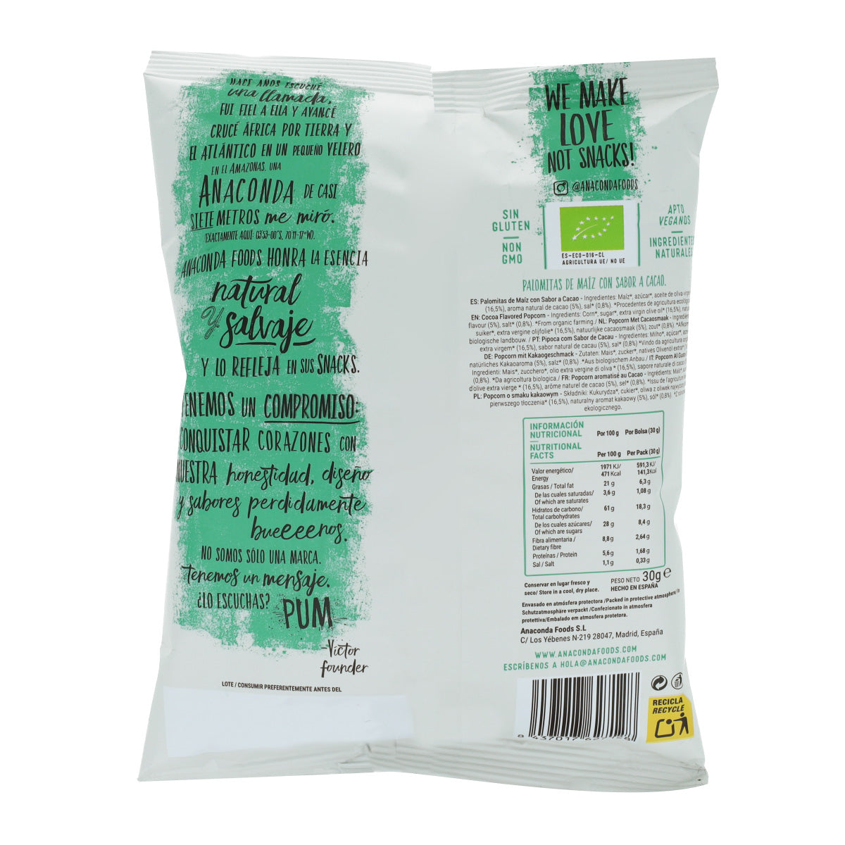 Palomitas Chocolate&Salt BIO Anaconda 30g