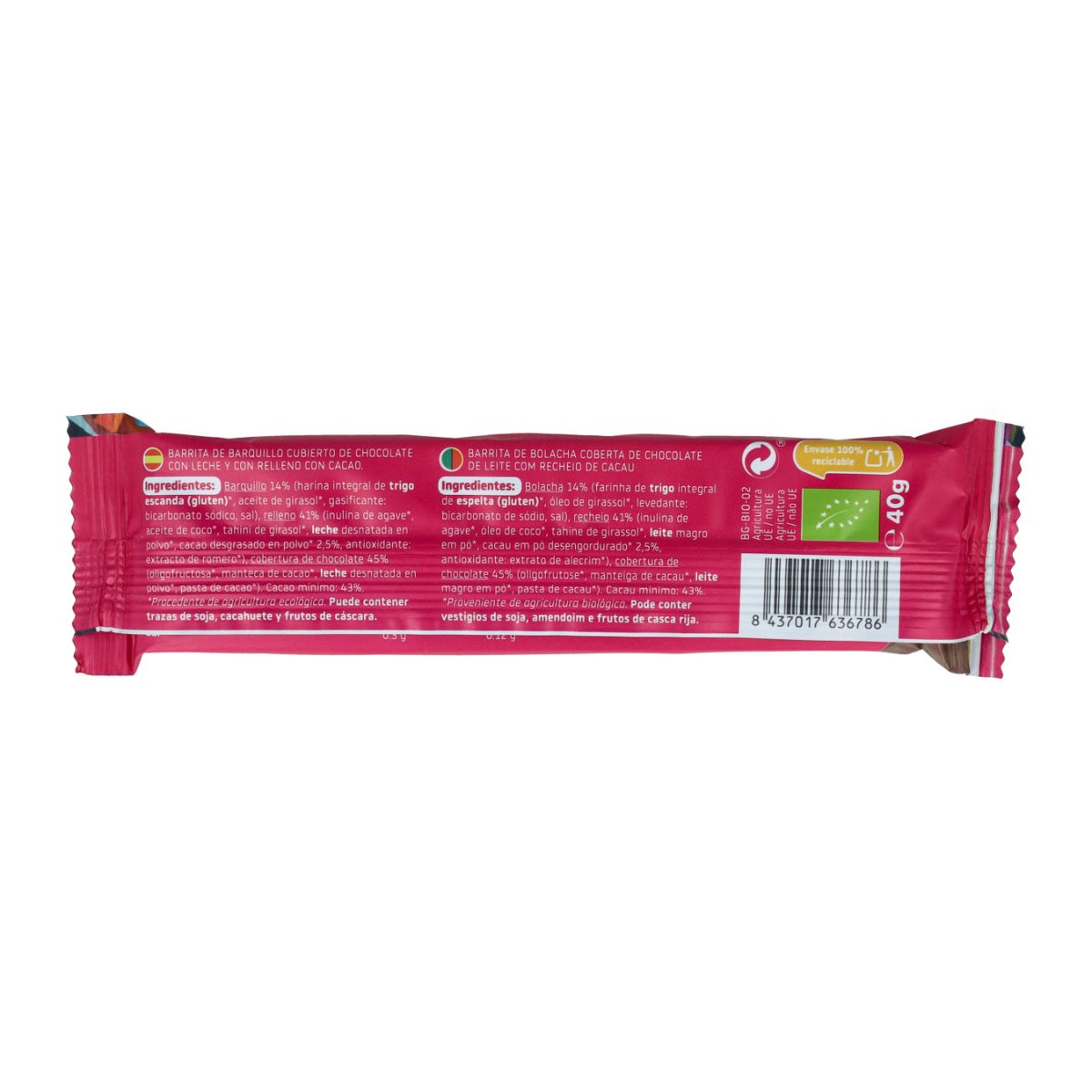 Barrita Barquillo recubierta de Chocolate ECO Smileat 40g