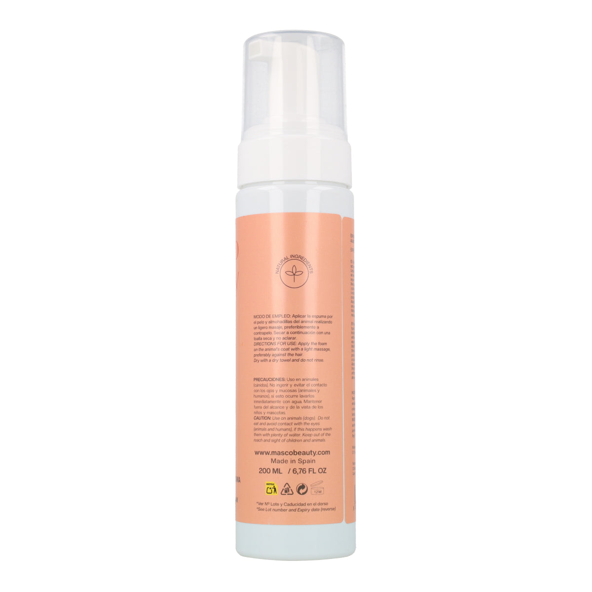 Champú seco para perros en espuma Masco Beauty 200 ml
