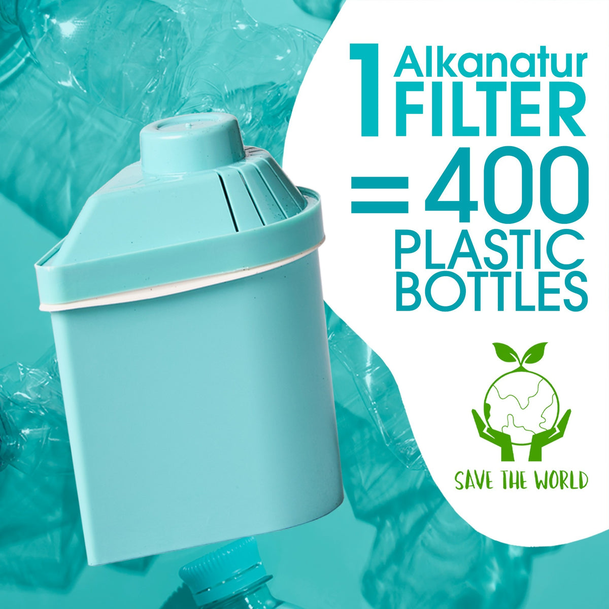Jarra Verde Alkanatur Drops con 1 filtro Baja Emisión de Magnesio