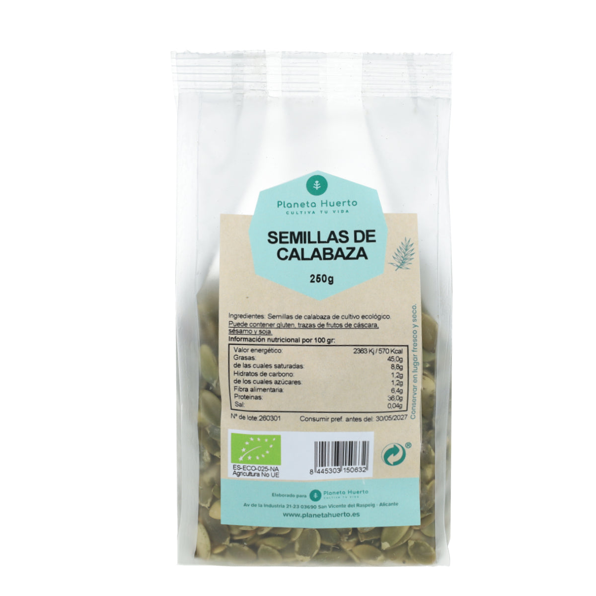 Pipas de calabaza ECO Planeta Huerto 250 g