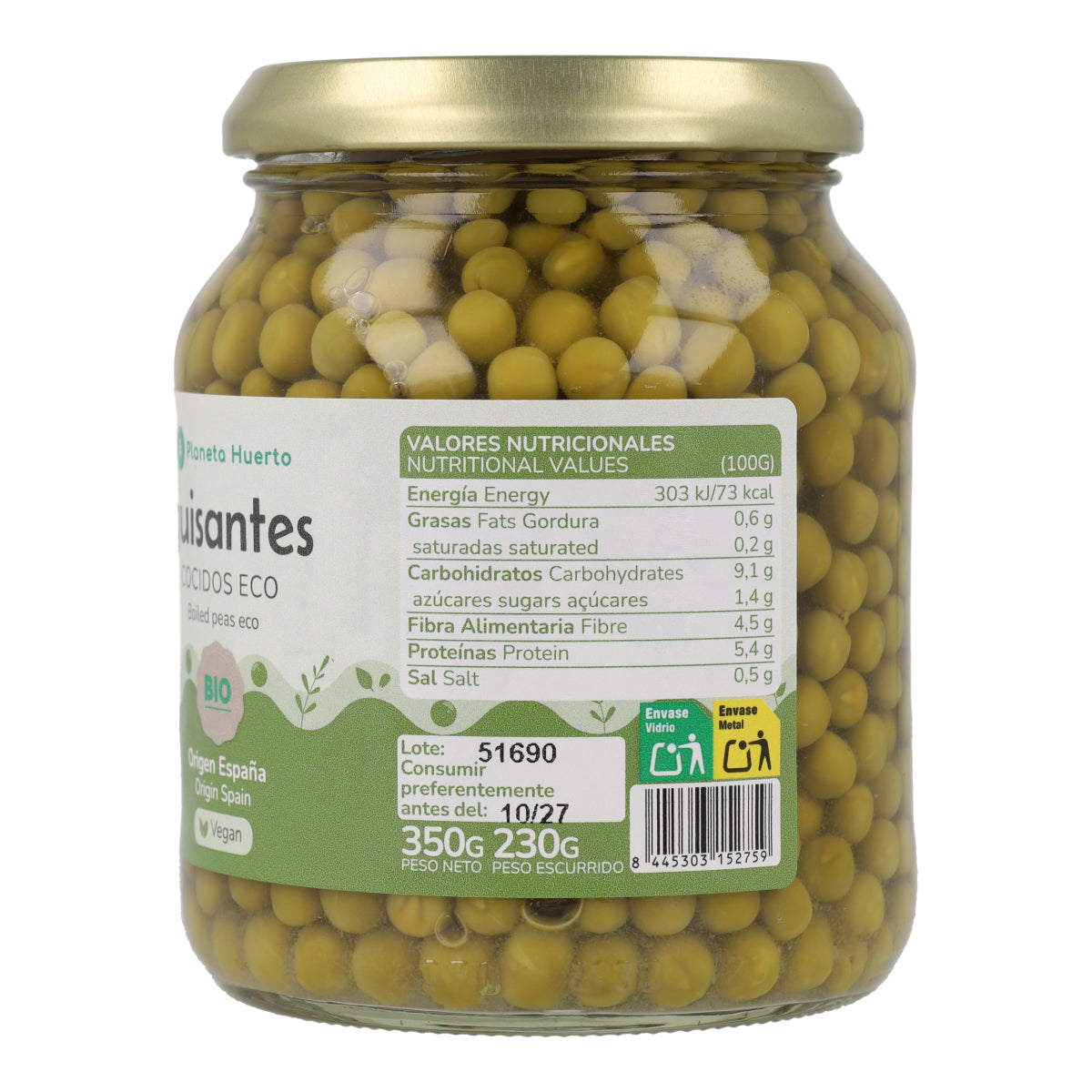 Guisantes ECO Planeta Huerto 320 g
