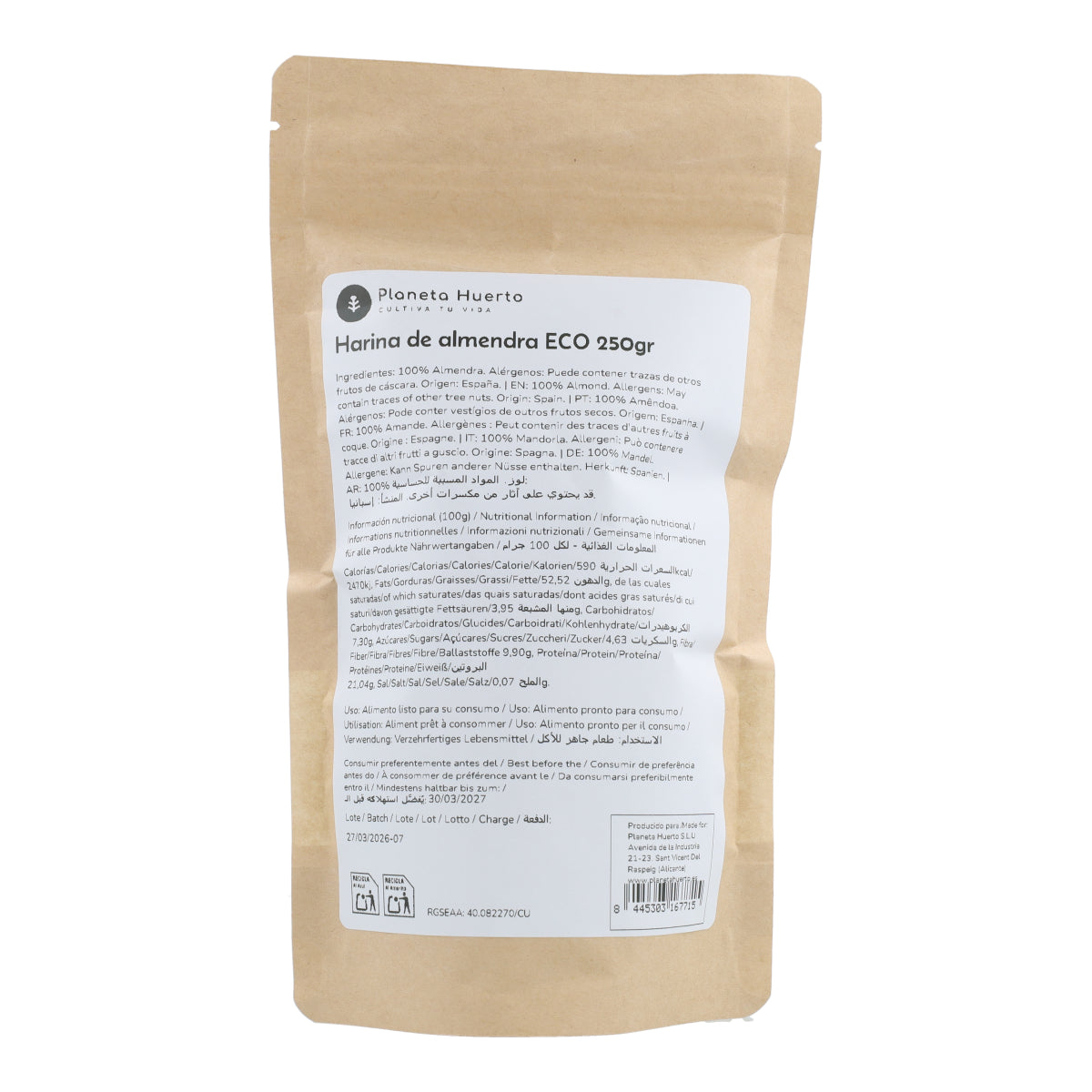 Harina de almendra ECO Planeta Huerto 250 g