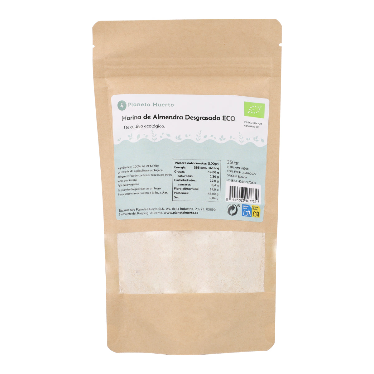 Harina desgrasada de almendra ECO Planeta Huerto 250 g