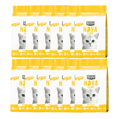 Pack 12 Kit Cat Arena Eco Nova Clump - Original 7 L Arena para gatos - Sin Aroma Añadido