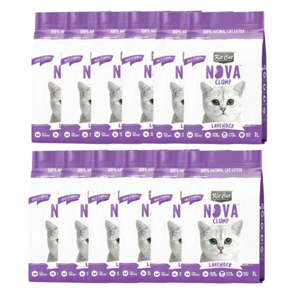Pack 12 Kit Cat Arena Eco Nova Clump - Lavender 7 L Arena para gatos - Floral Suave y Relajante