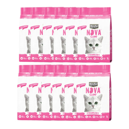 Pack 12 Kit Cat Arena Eco Nova Clump - Strawberry 7 L Arena para gatos - Dulce y Frutal Suave