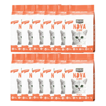 Pack 12 Kit Cat Arena Eco Nova Clump - Peach 7 L Arena para gatos - Frutal, Ligera y Fresca