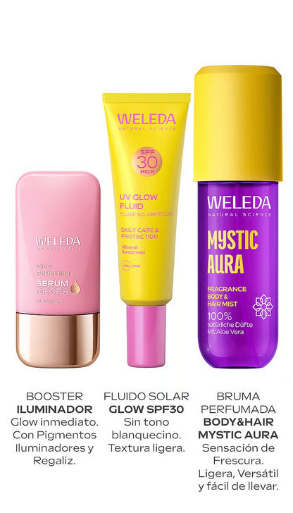 COCKTAIL RITUAL 2026 (Bruma Mystic Aura + Booster Iluminador + Fluido Solar Glow SPF30)