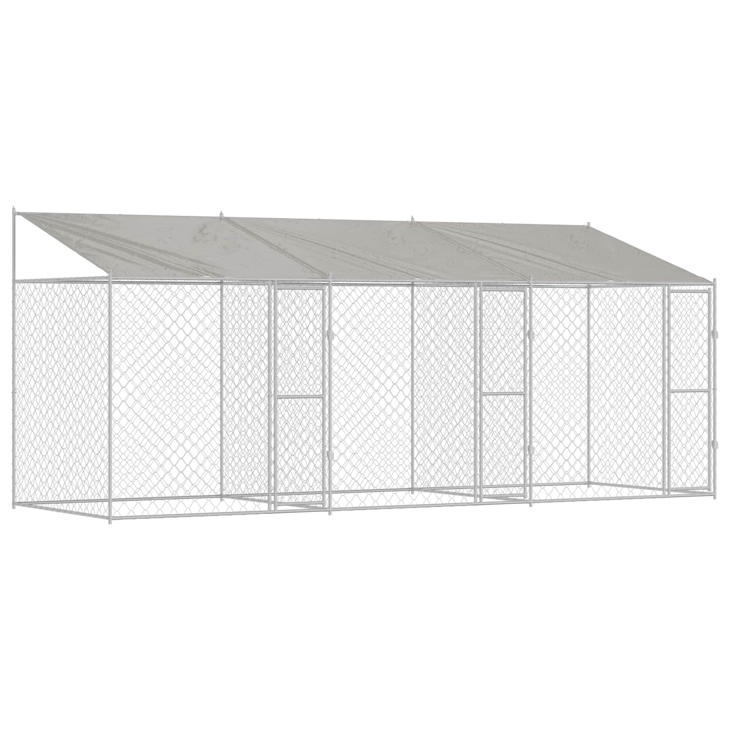 Jaula Para Perro Con Techo Plateado 600 X 200 X 256 Cm_0