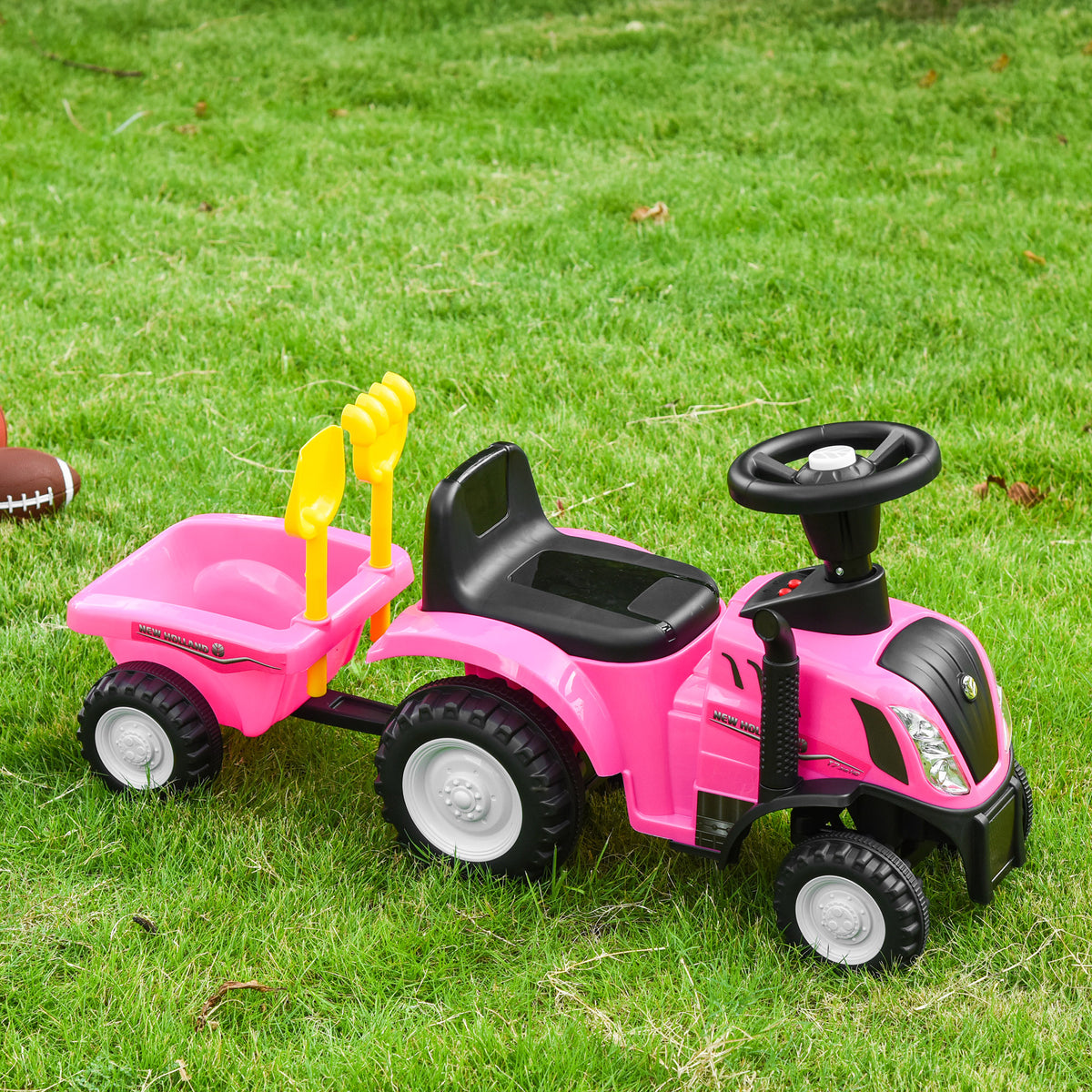 Tractor Con Remolque Infantil Con Remolque Homcom 91x29x44 Cm Rosa_1