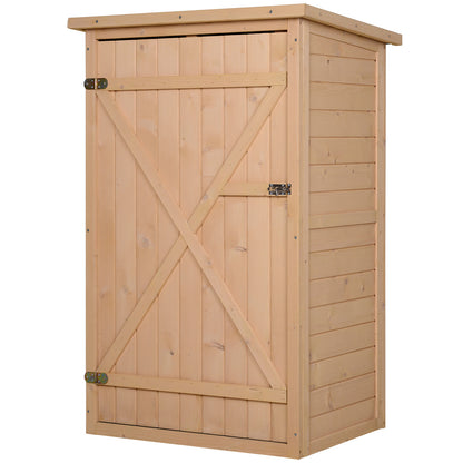 Outsunny Caseta De Jardín De Madera 75x56x115cm Con 3 Estantes Puerta Pestillo_0