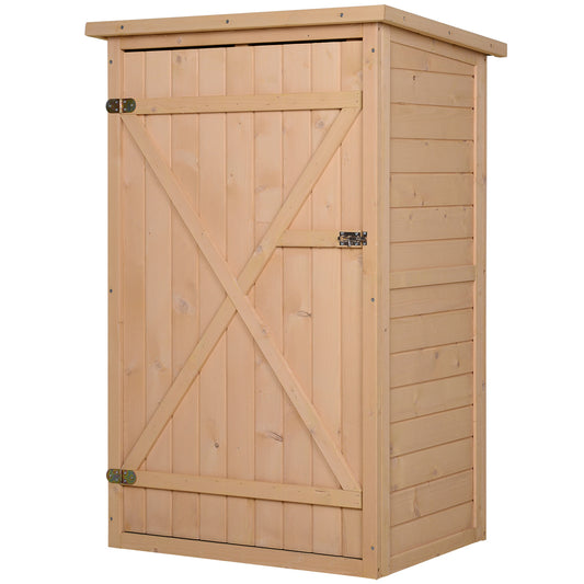 Outsunny Caseta De Jardín De Madera 75x56x115cm Con 3 Estantes Puerta Pestillo_0