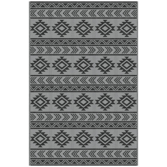 Outsunny Alfombra De Exterior 182x274 Cm Impermeable Anti-uv Negro Y Gris_0
