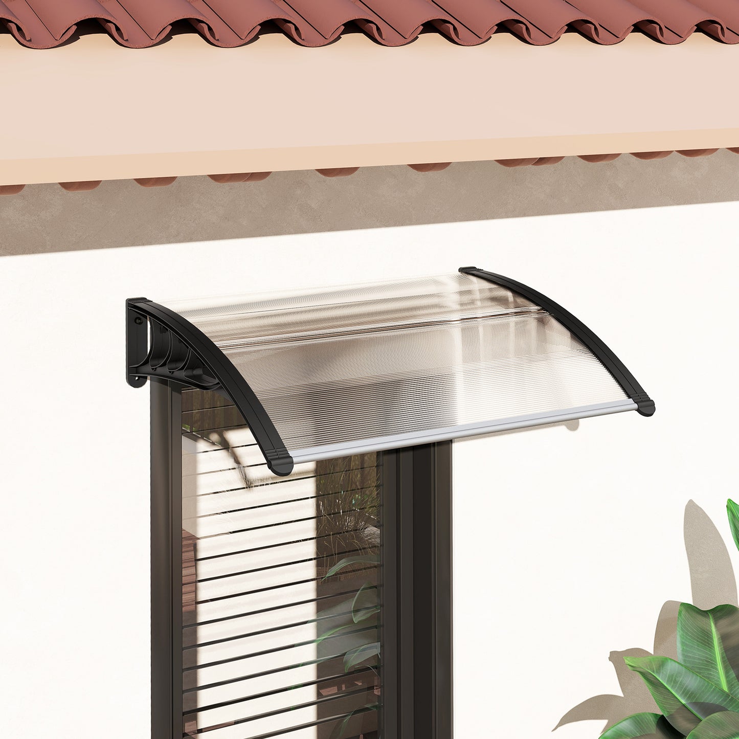 Outsunny Tejadillo De Protección 75x100cm Marquesina Para Puerta Transparente_4