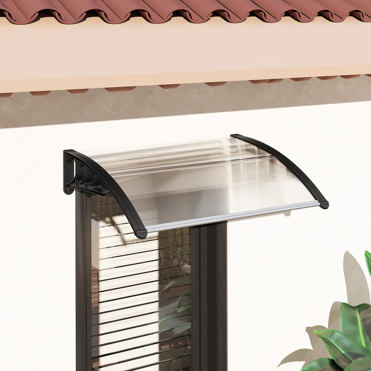 Outsunny Tejadillo De Protección 75x100cm Marquesina Para Puerta Transparente_4